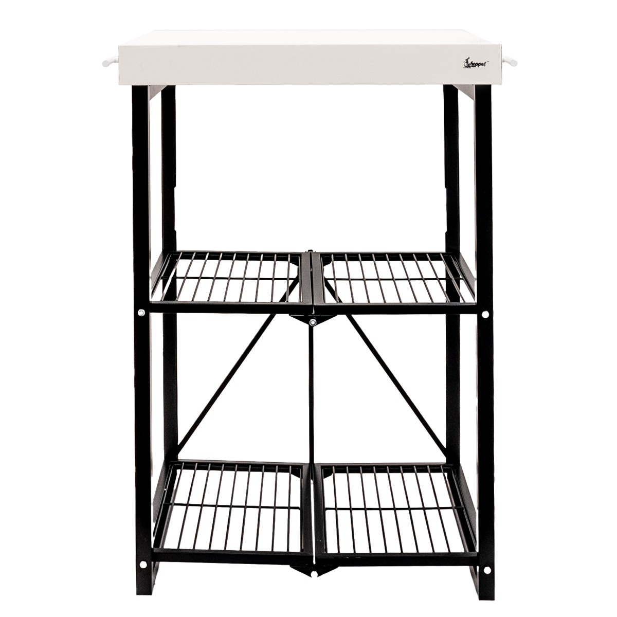 Hoppel Rolling 3 Tier Cart Collapsible Cart with Wood Lid Serving Tray