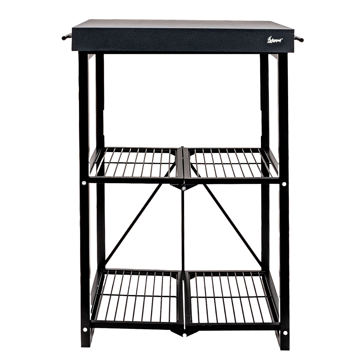 Hoppel Rolling 3 Tier Cart Collapsible Cart with Wood Lid Serving Tray