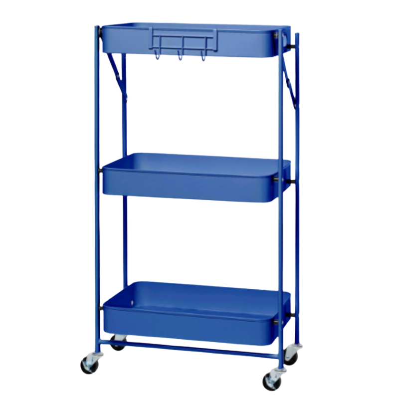 Origami 3-Tier Rolling Foldable Cart w/Locking Caster Wheels - Powder-Coated Steel