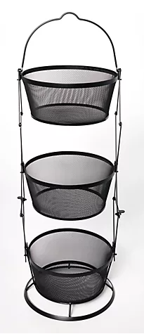 THE HYPE BOUTIQUE Origami 3-Tier Collapsible Baskets - Powder Coated Steel Mesh, 14"x14"x37", 20 lbs Capacity, Kitchen & Office Organizer