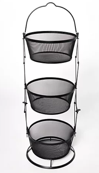 THE HYPE BOUTIQUE Origami 3-Tier Collapsible Baskets - Powder Coated Steel Mesh, 14"x14"x37", 20 lbs Capacity, Kitchen & Office Organizer