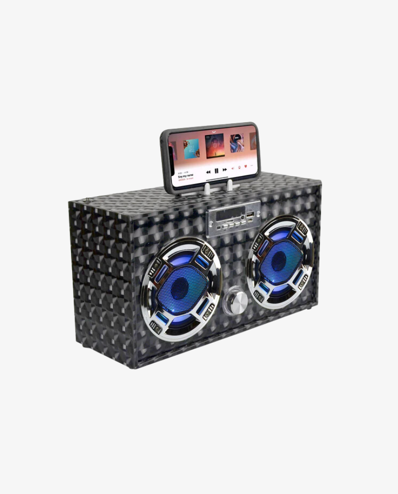 Black 3D Bluetooth Speaker & FM Radio