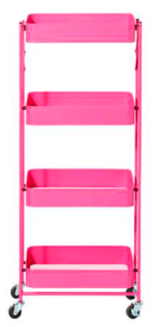 Origami 4 Tier Foldable Powder-Coated Metal Cart with Caster Wheels