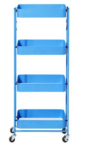 Origami 4 Tier Foldable Powder-Coated Metal Cart with Caster Wheels