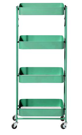 Origami 4 Tier Foldable Powder-Coated Metal Cart with Caster Wheels