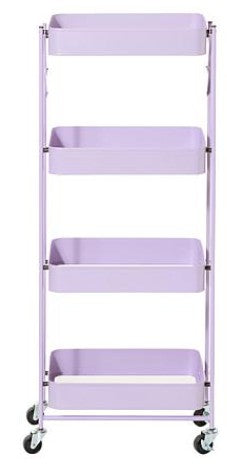 Origami 4 Tier Foldable Powder-Coated Metal Cart with Caster Wheels