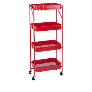 Origami 4 Tier Foldable Powder-Coated Metal Cart with Caster Wheels