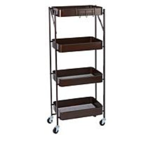 Origami 4 Tier Foldable Powder-Coated Metal Cart with Caster Wheels