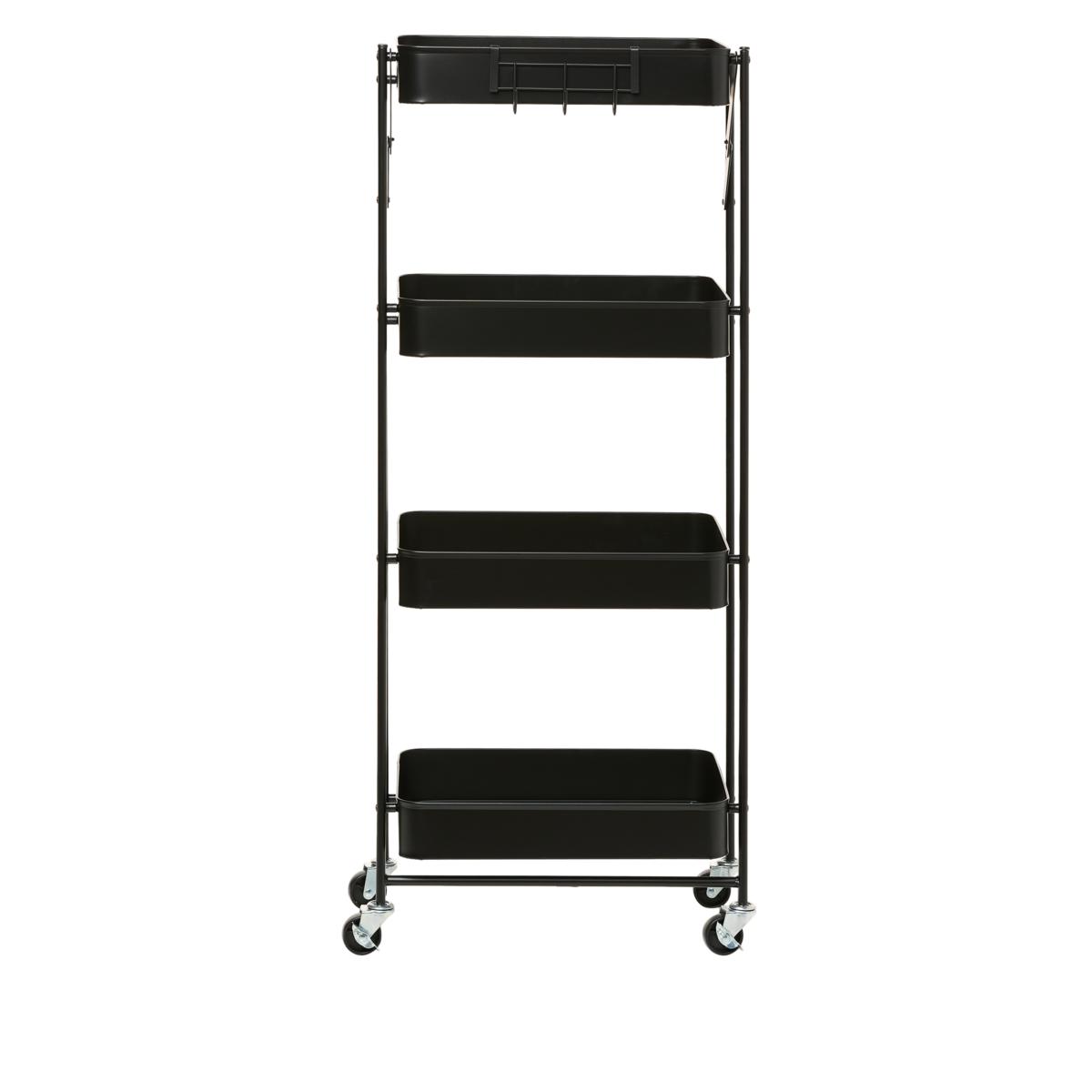 Origami 4 Tier Foldable Powder-Coated Metal Cart with Caster Wheels