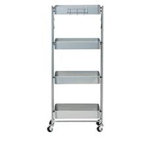 Origami 4 Tier Foldable Powder-Coated Metal Cart with Caster Wheels
