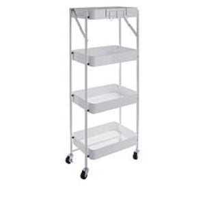 Origami 4 Tier Foldable Powder-Coated Metal Cart with Caster Wheels
