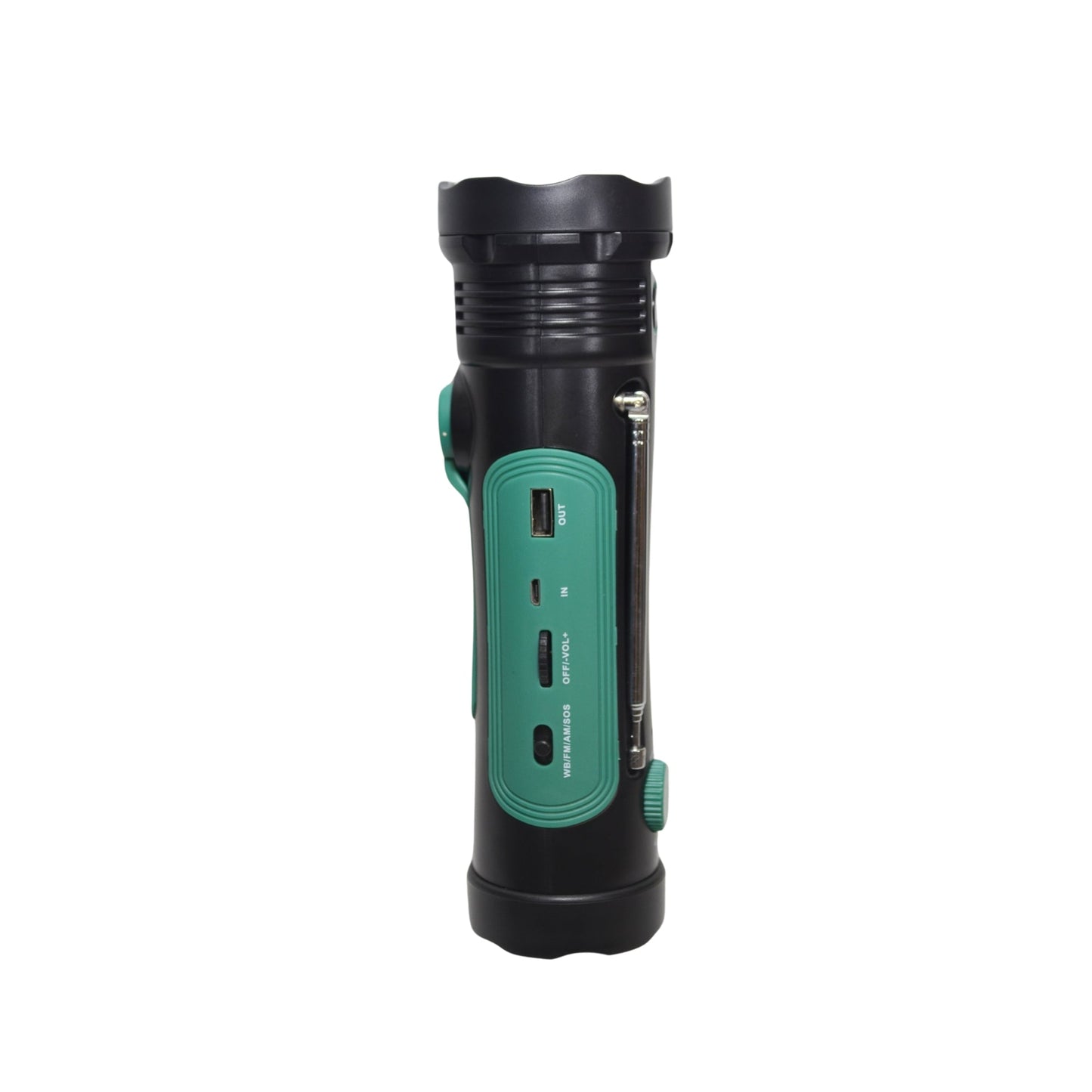 Emergency Flashlight with AM/FM/Weather Radio, Manual Crank, Solar Recharge, Desk Light, SOS, Audio Alarm