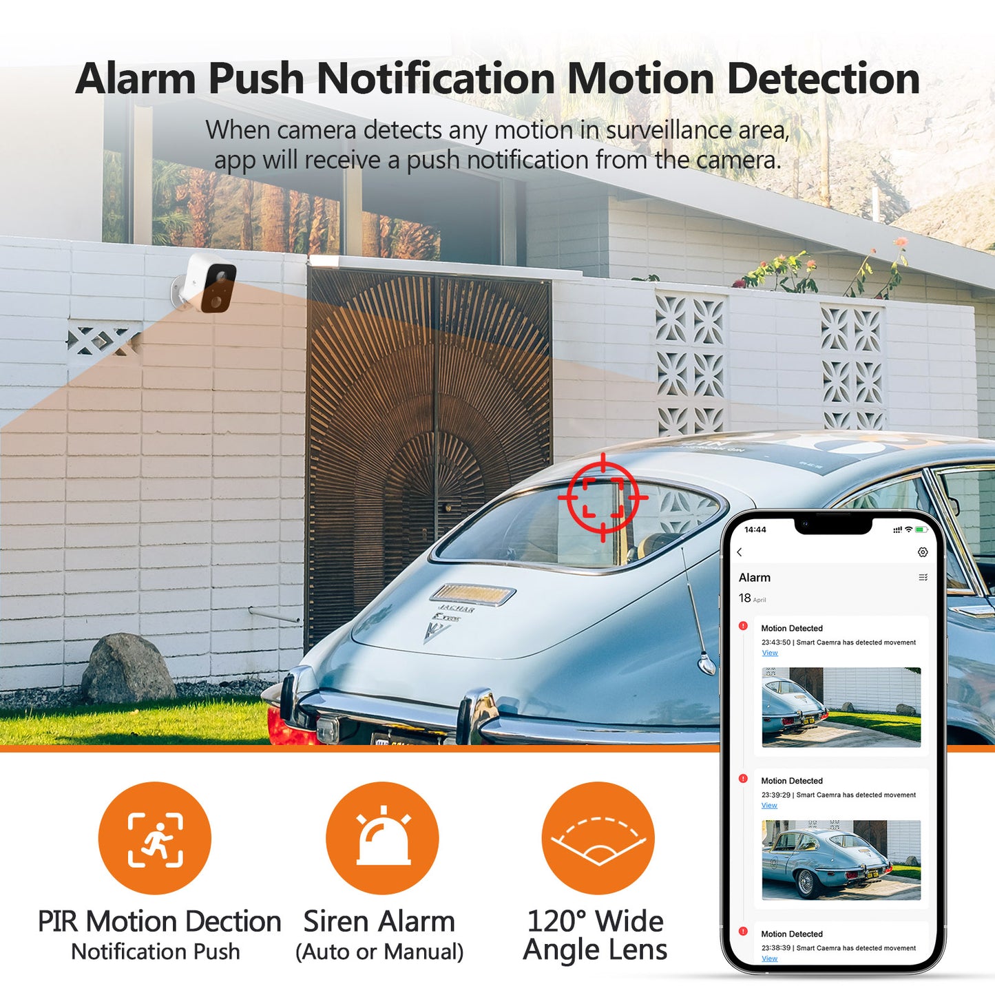 Smart Wireless Solar Security Camera, 16GB, Solar Panels, Notifications, 3Pack