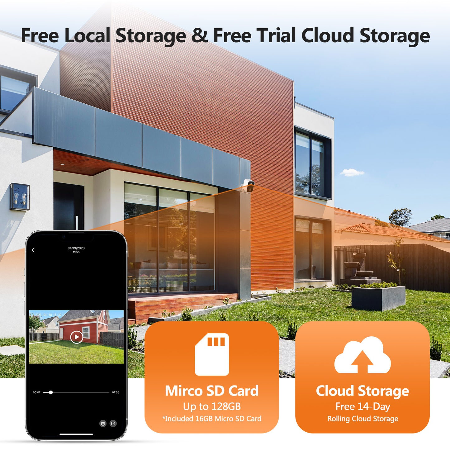Smart Wireless Solar Security Camera, 16GB, Solar Panels, Notifications, 3Pack