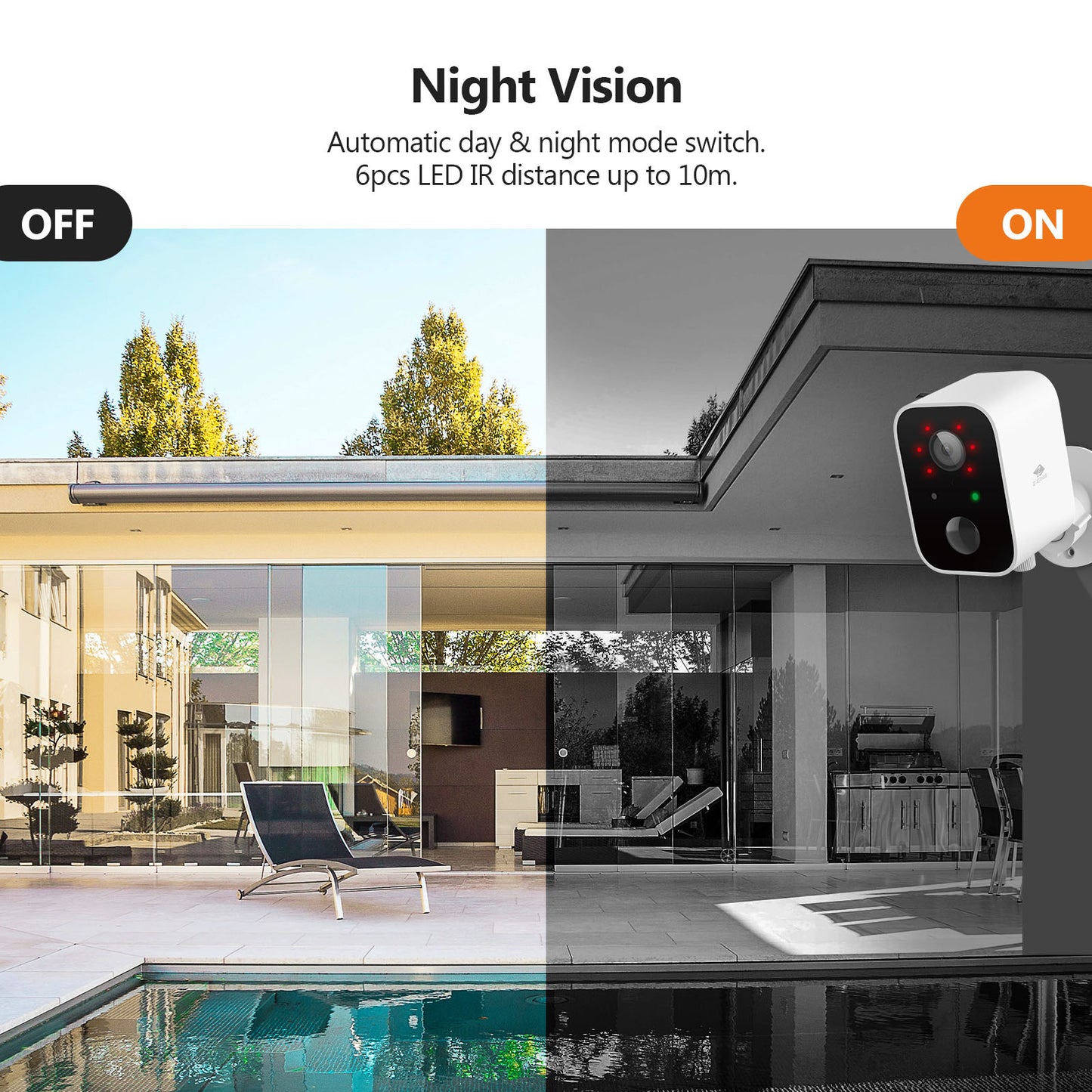 Smart Wireless Solar Security Camera, 16GB, Solar Panels, Notifications, 3Pack