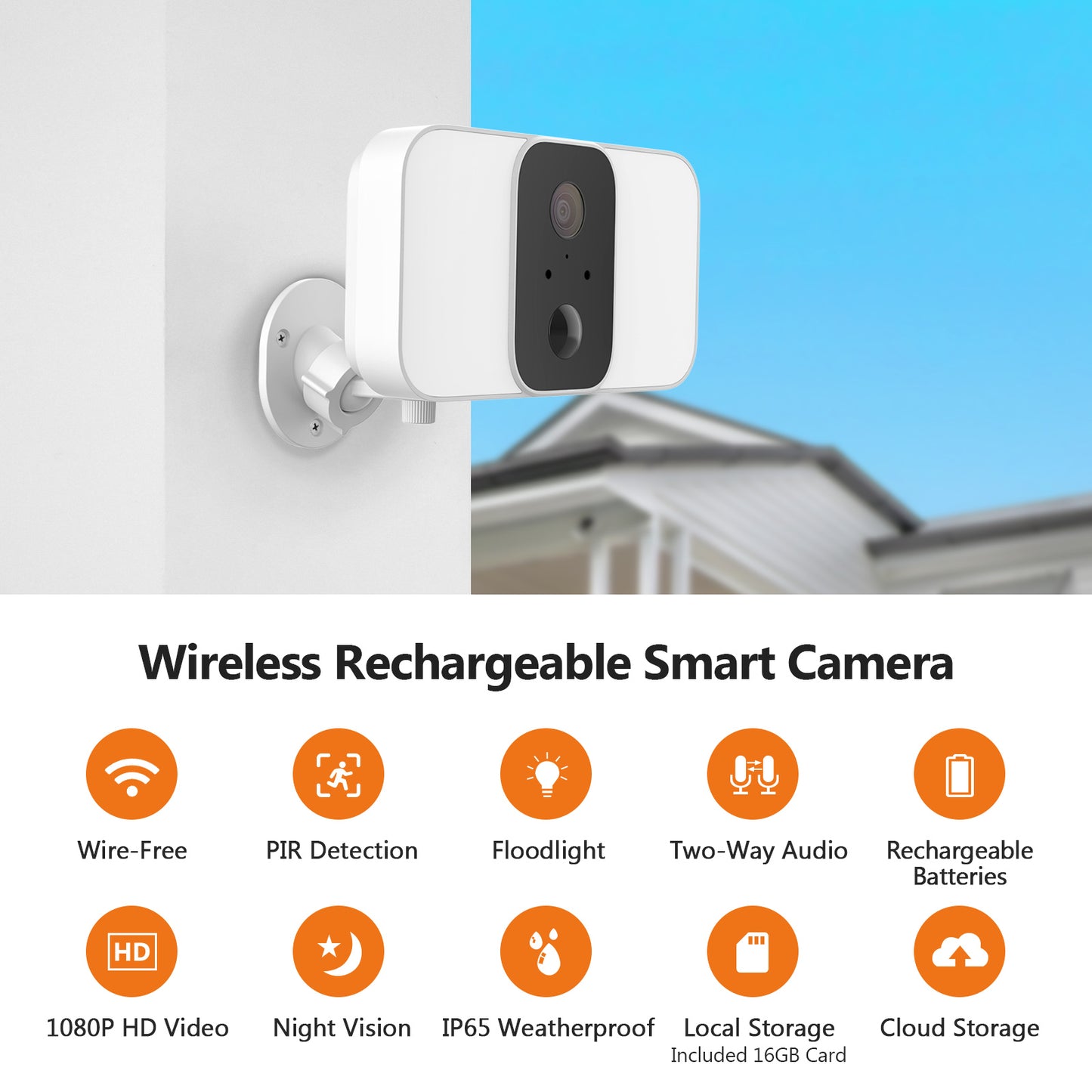 Z-Edge Floodlight Security Camera with Solar Panel
