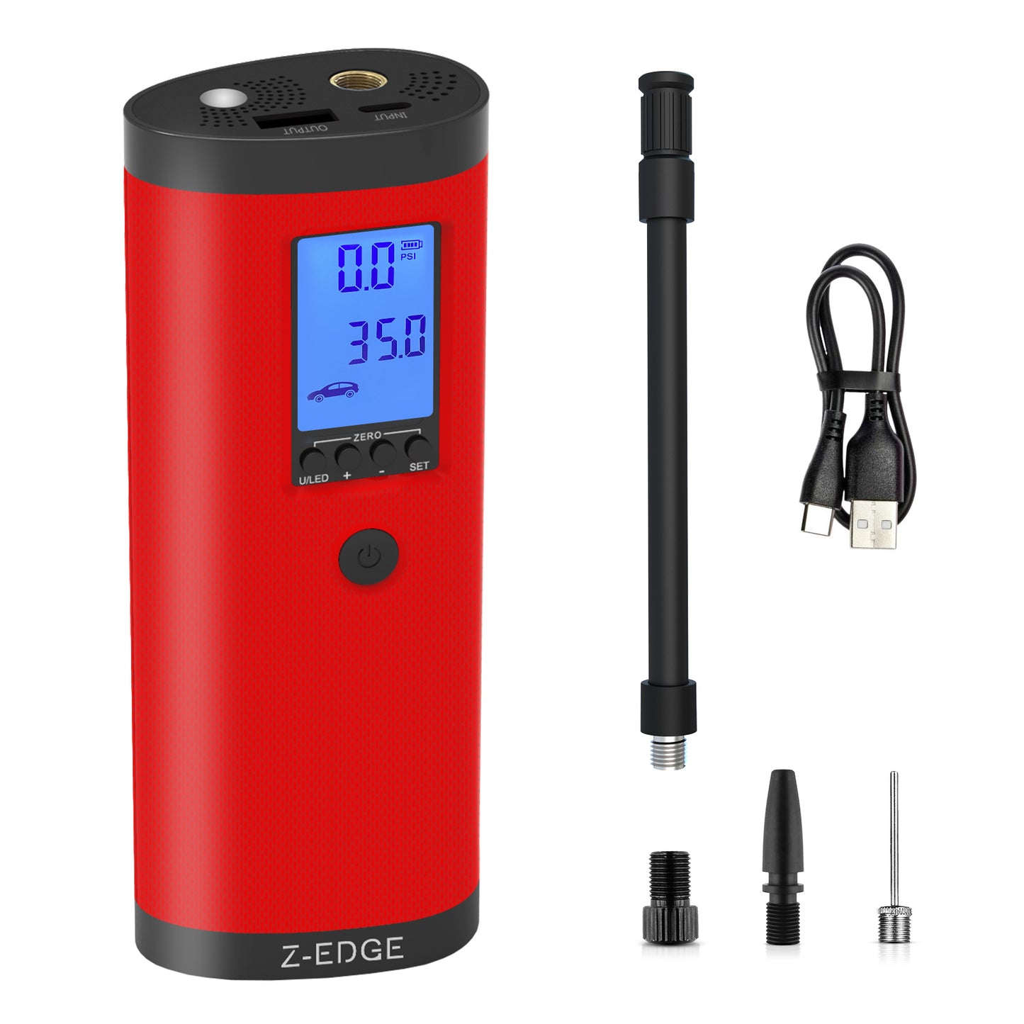 Z-Edge 150PSI Portable Air Inflator and Power Bank with Carry Bag