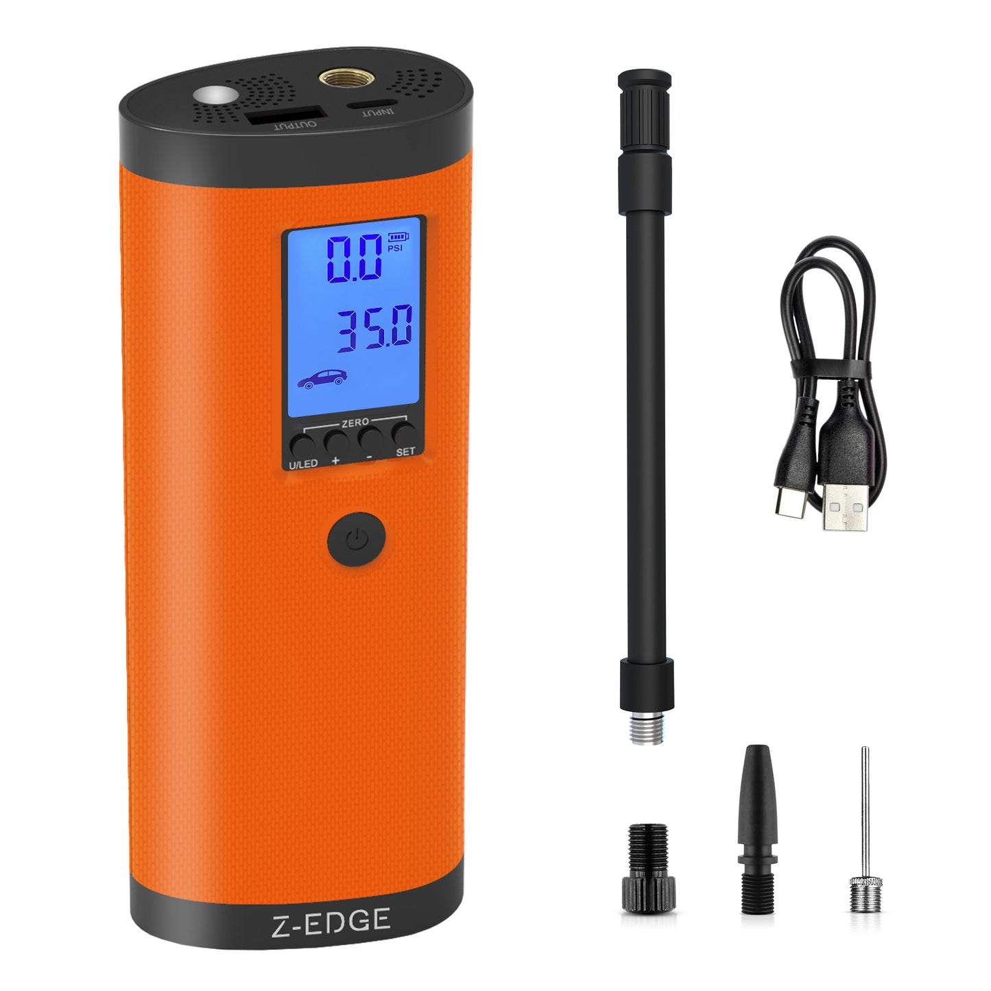 Z-Edge 150PSI Portable Air Inflator and Power Bank with Carry Bag