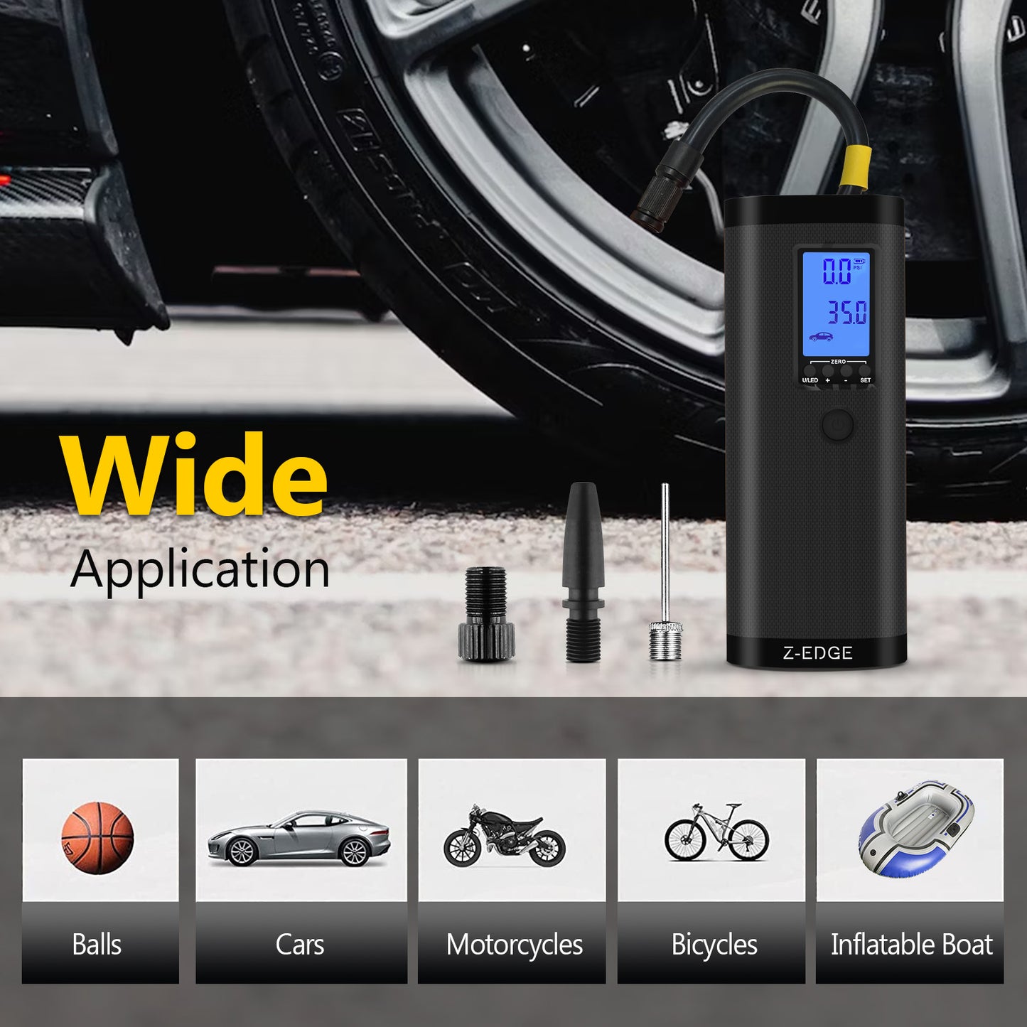Z-Edge 150PSI Portable Air Inflator and Power Bank with Carry Bag