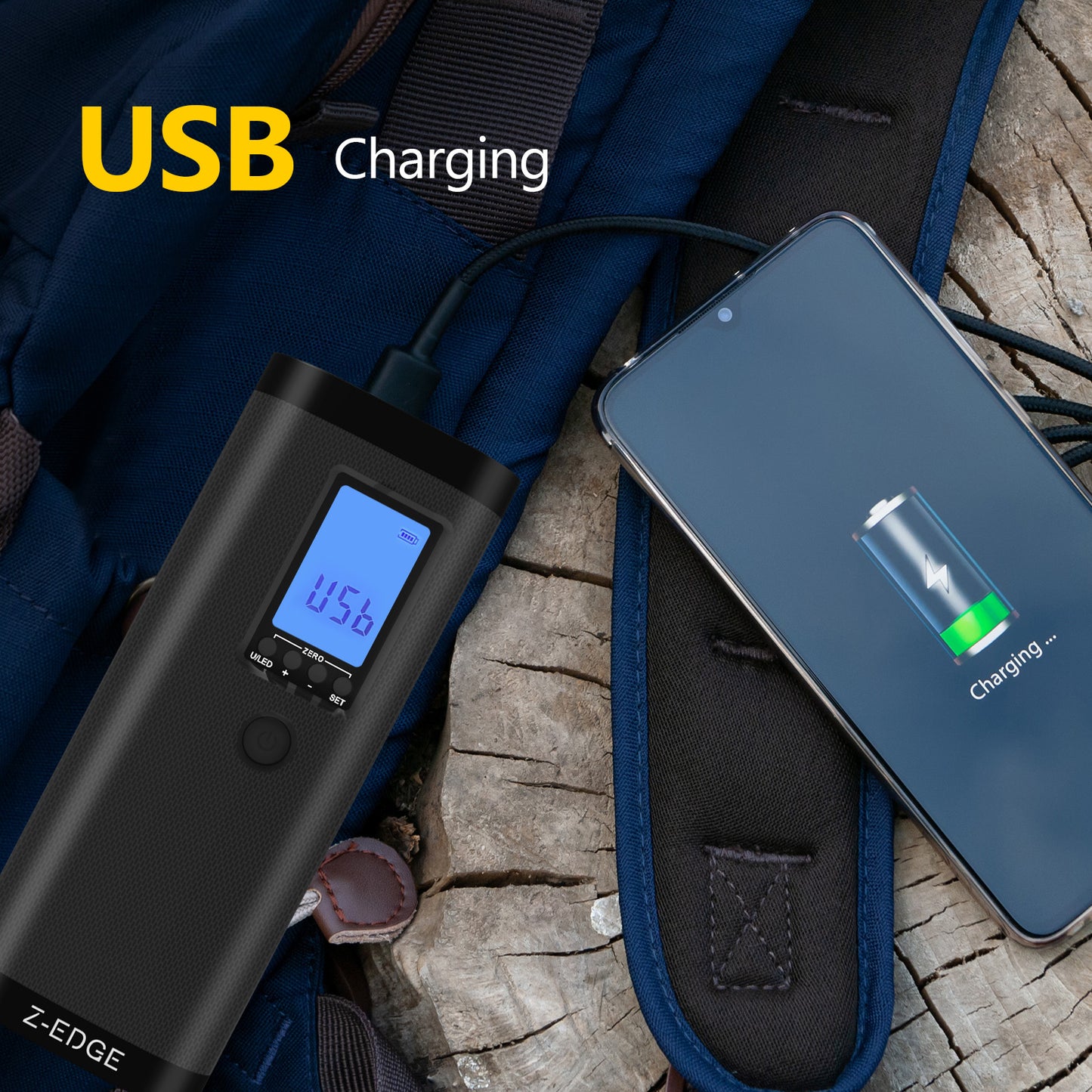 Z-Edge 150PSI Portable Air Inflator and Power Bank with Carry Bag