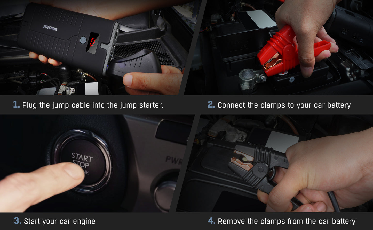 Jump Starter 18,000mAh Capacity with Safety Cables and DC Adapter