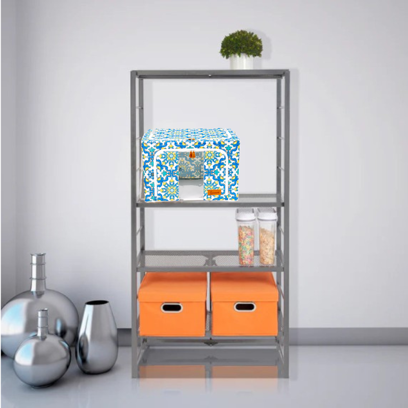 Origami Adjustable Shelf Rack + Hoppel Large Soft-Sided Collapsible Bin Bundle