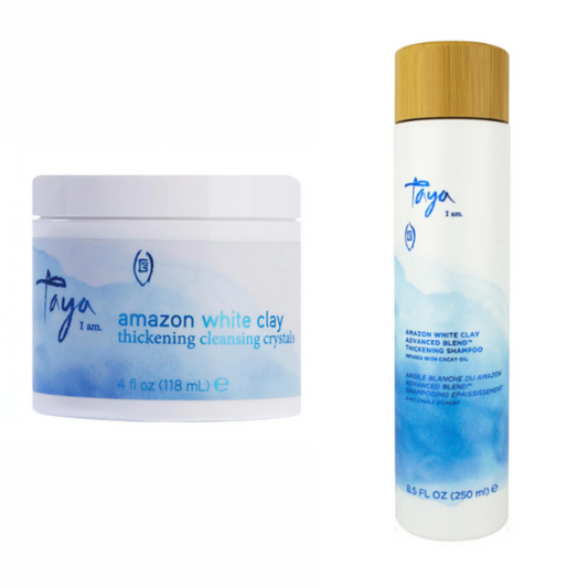 Taya Beauty Amazon White Clay Thickening Cleanse & Treat Duo - Inundated With Organic and Botanical Materials