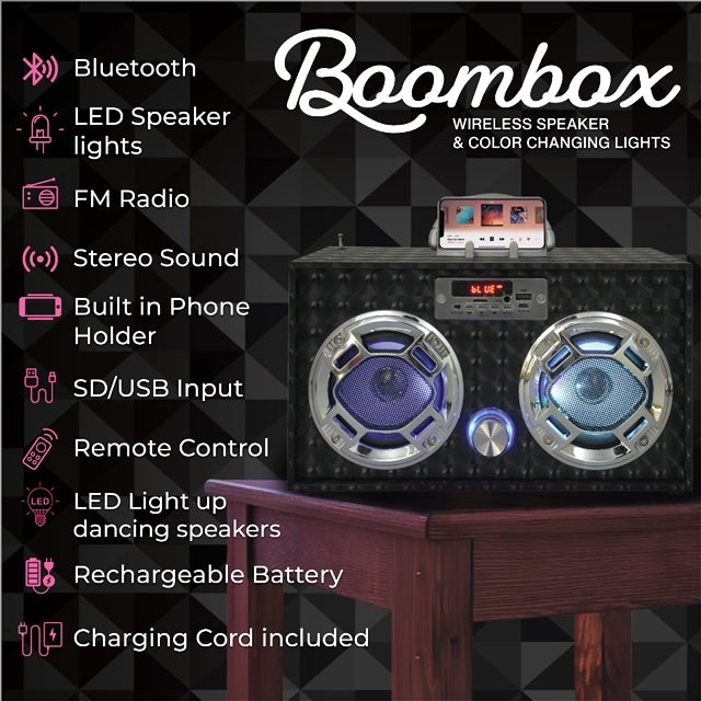 Black 3D Bluetooth Speaker & FM Radio