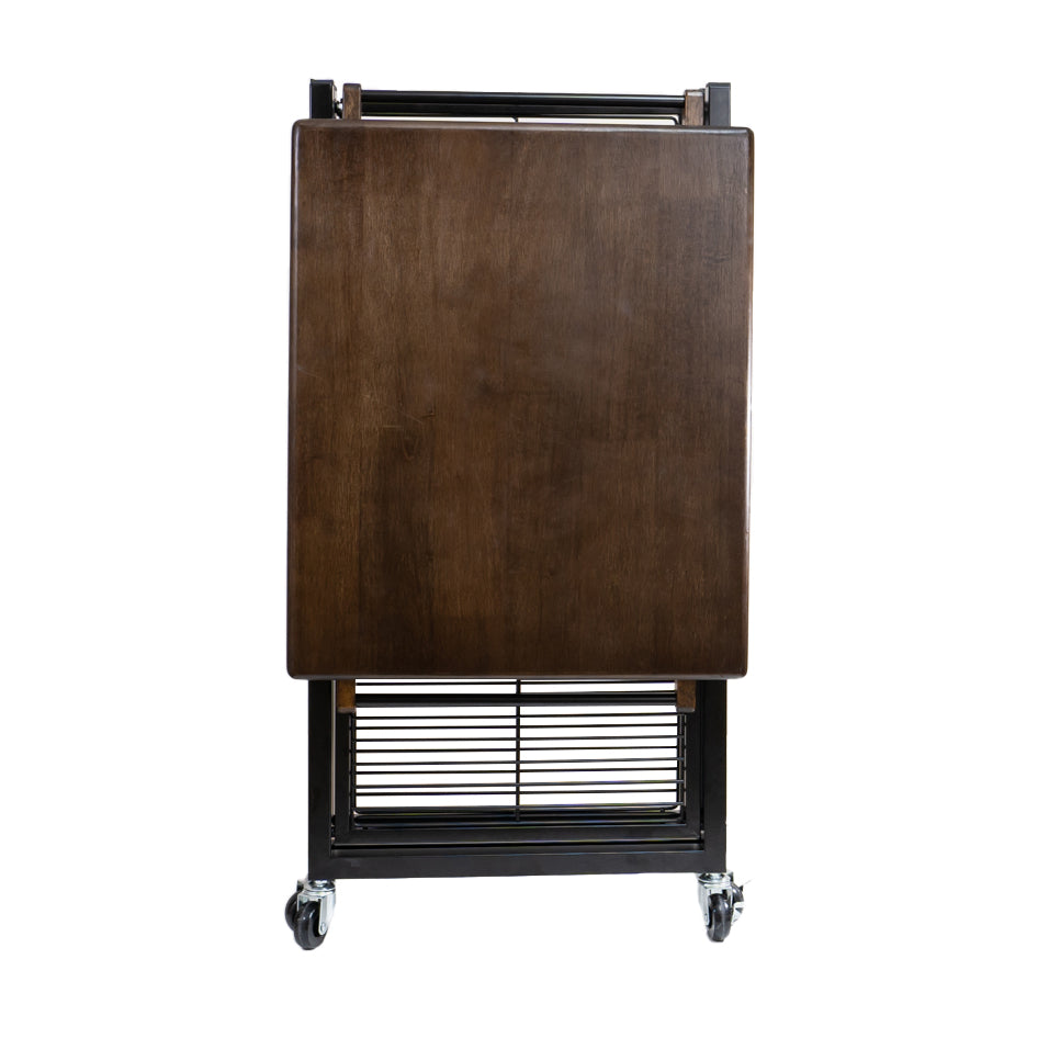 Hoppel Rolling 3 Tier Cart Collapsible Cart with Wood Lid Serving Tray