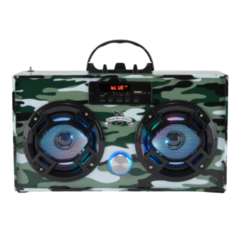 Boombox w/Bluetooth LED Light-Up Speakers Stereo Sound FM Tuner & Phone Holder