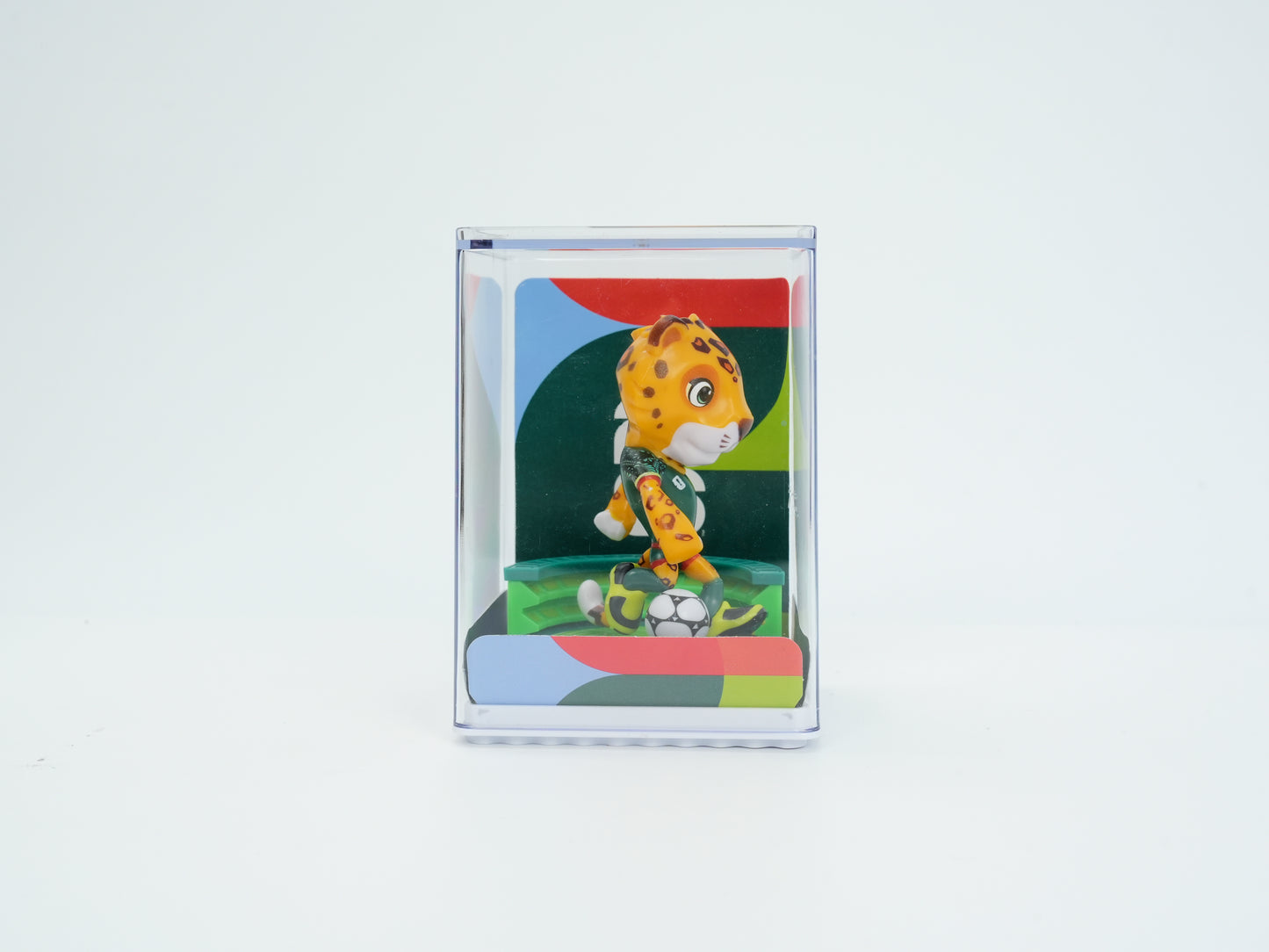 FIFA World Cup USA-CAN-MEX Mascot Figurines Stadium Base 3Pack in Individual Acrylic Collector Box and Gift Box, Maple, Clutch and Zayu 9cm, Official Licensed Product