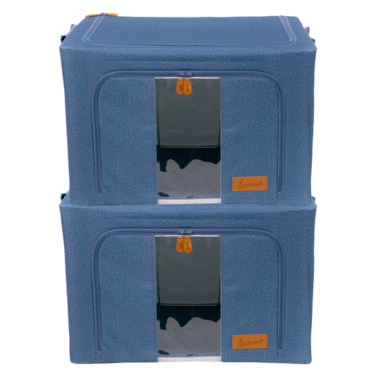 Hoppel Large Collapsible Triple Entry Pop Up Storage Bin (60 liters / 16 gallons)- 2 Pack