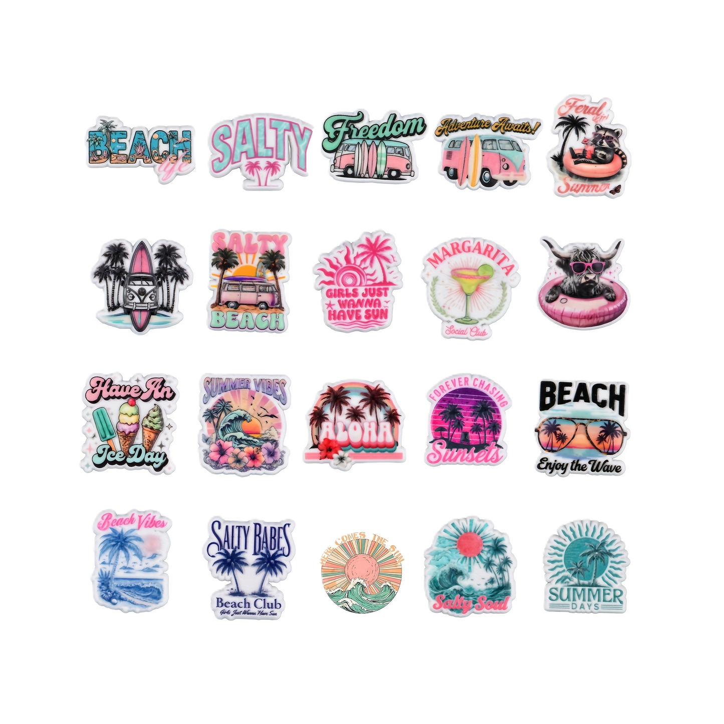 EVA Charm Set Collections - Great For Totes, Clogs, Sandals or Beach Bags - Colorful and Fun - Match Your Personality!