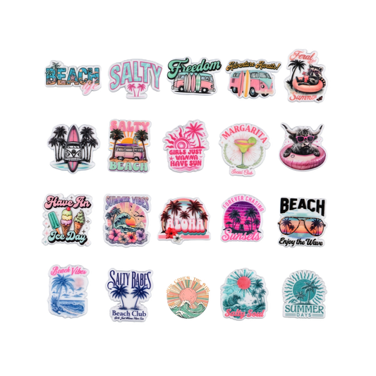 EVA Charm Set Collections - Great For Totes, Clogs, Sandals or Beach Bags - Colorful and Fun - Match Your Personality!