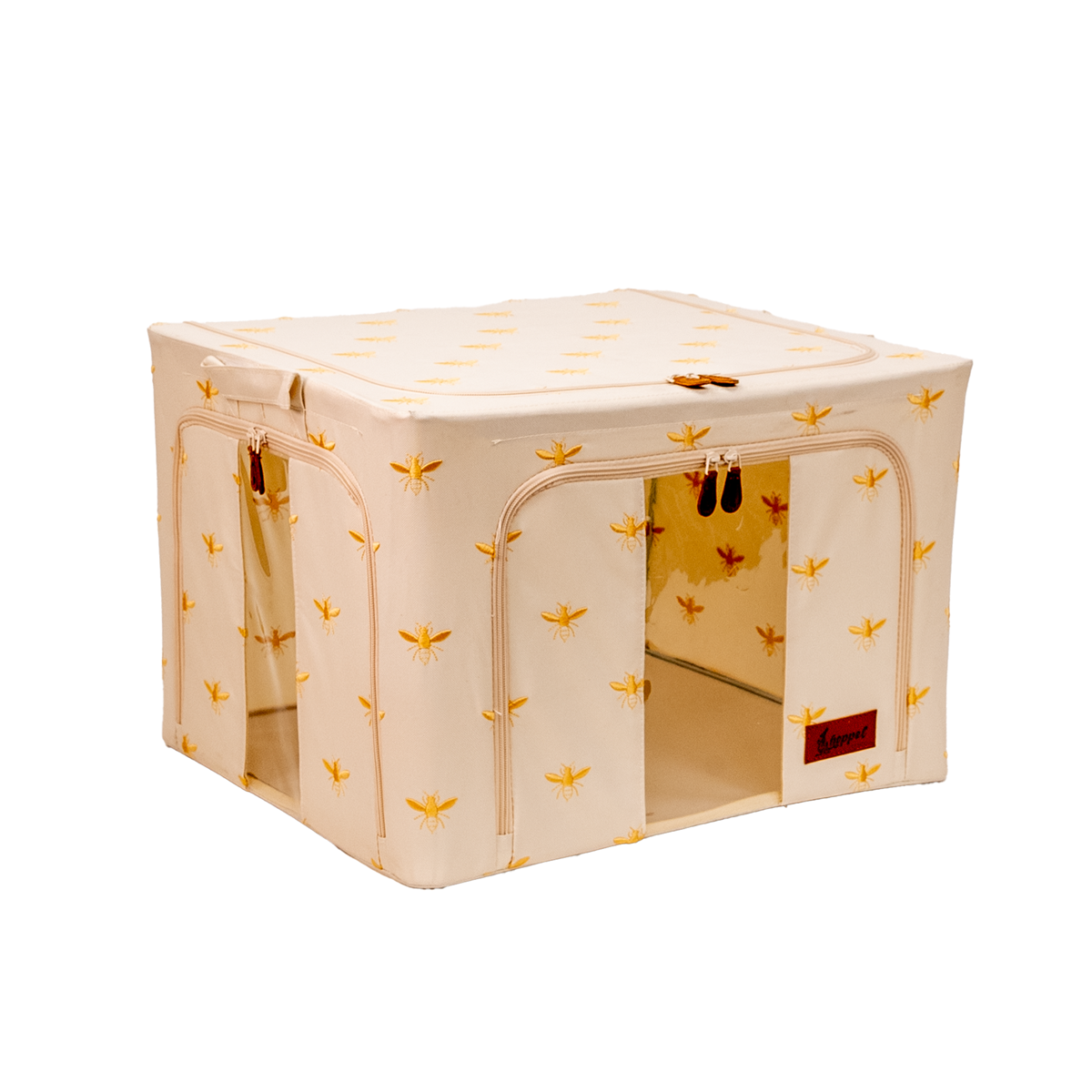 Hoppel Large Collapsible Triple Entry Pop Up Storage Bin (60 liters / 16 gallons)- Embroidered Gold Royal Bee