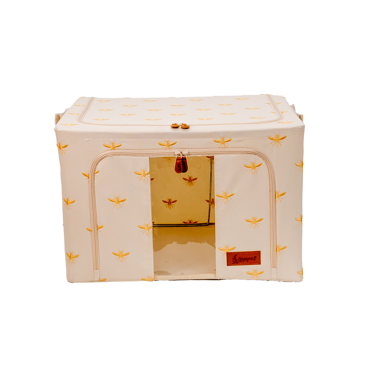 Hoppel Large Collapsible Triple Entry Pop Up Storage Bin (60 liters / 16 gallons)- Embroidered Gold Royal Bee