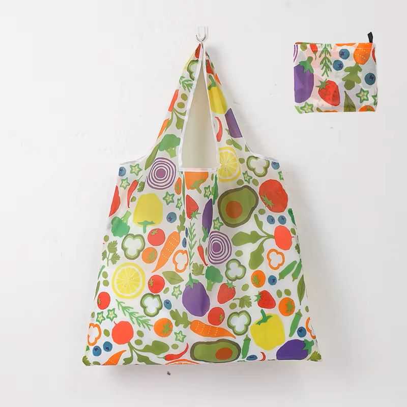 Reusable Eco-Friendly 5-Pack Waterproof Ripstop Nylon Pouch Folding Polyester Shopping Bags