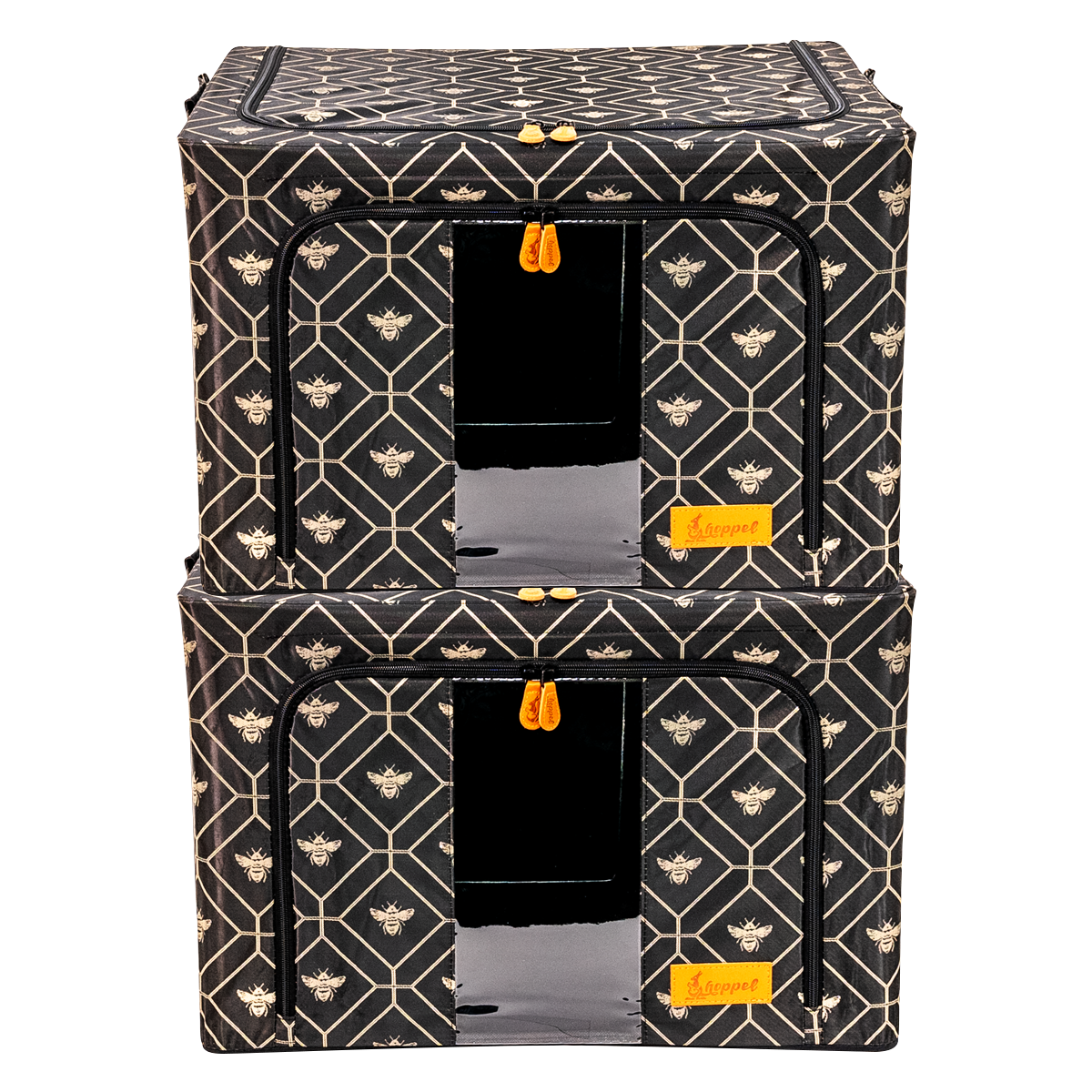 Hoppel Large Collapsible Triple Entry Pop Up Storage Bin (60 liters / 16 gallons)- 2 Pack