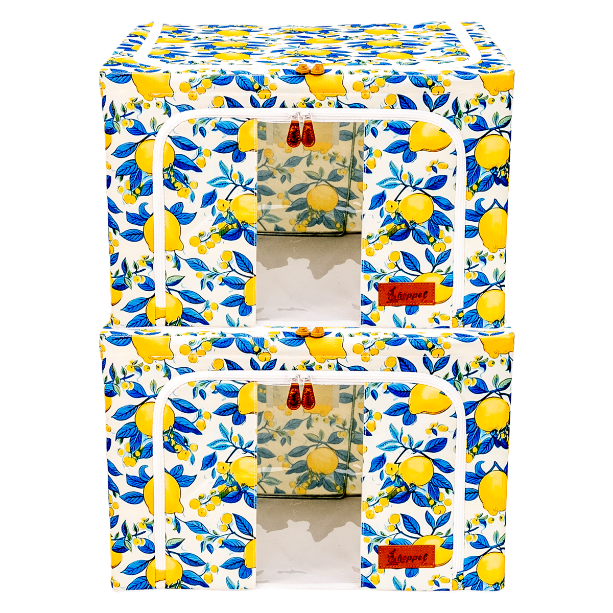 Hoppel Lemon Zest 2-Pack Collapsible Triple Entry Pop Up Storage Bins - Choose From 5  Sizes!