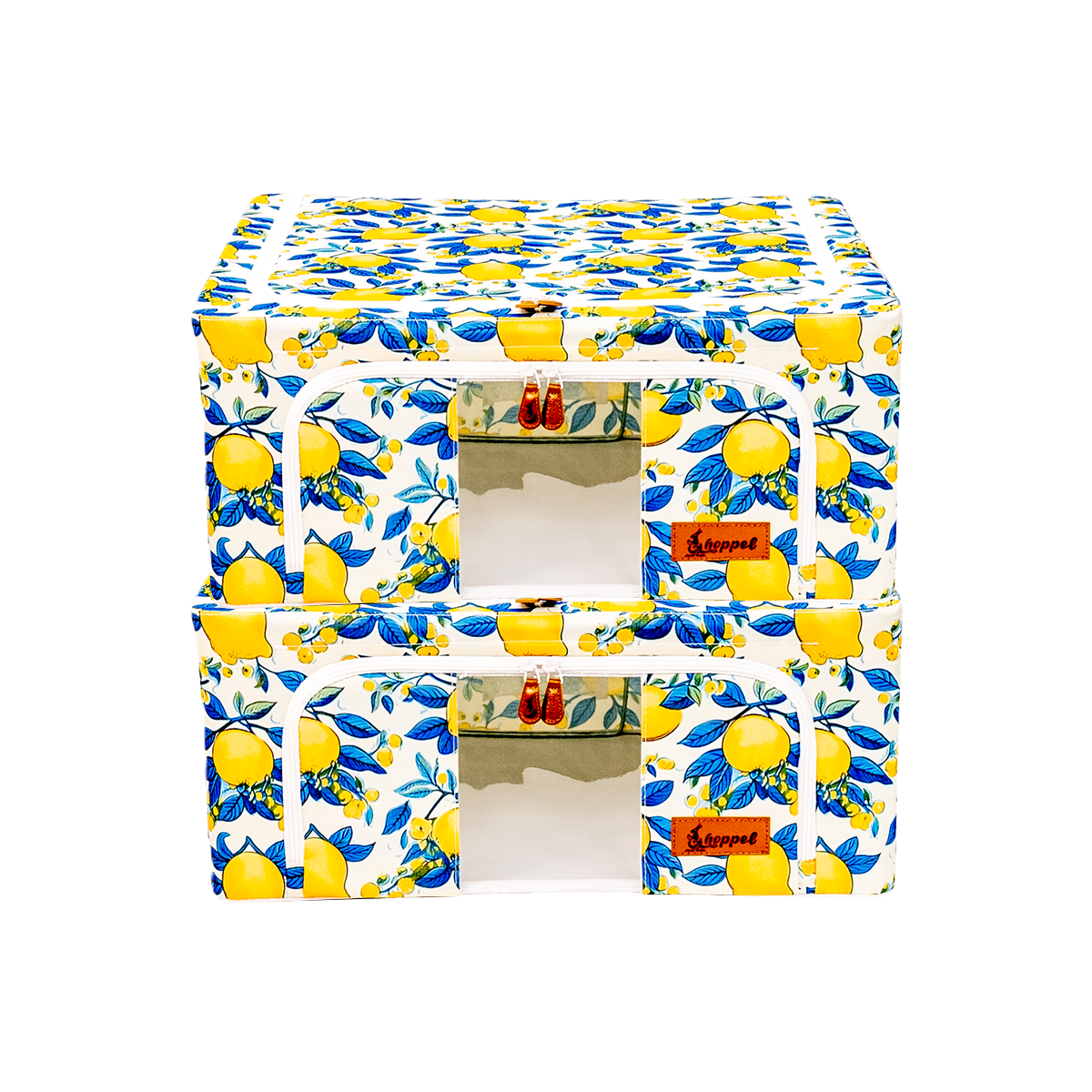 Hoppel Lemon Zest 2-Pack Collapsible Triple Entry Pop Up Storage Bins - Choose From 5  Sizes!