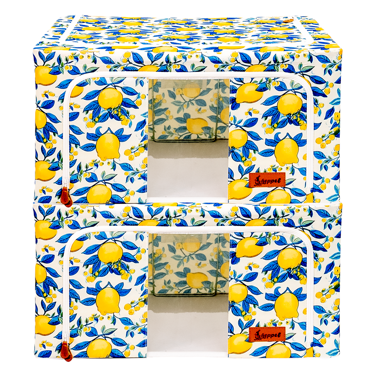 Hoppel Lemon Zest 2-Pack Collapsible Triple Entry Pop Up Storage Bins - Choose From 5  Sizes!