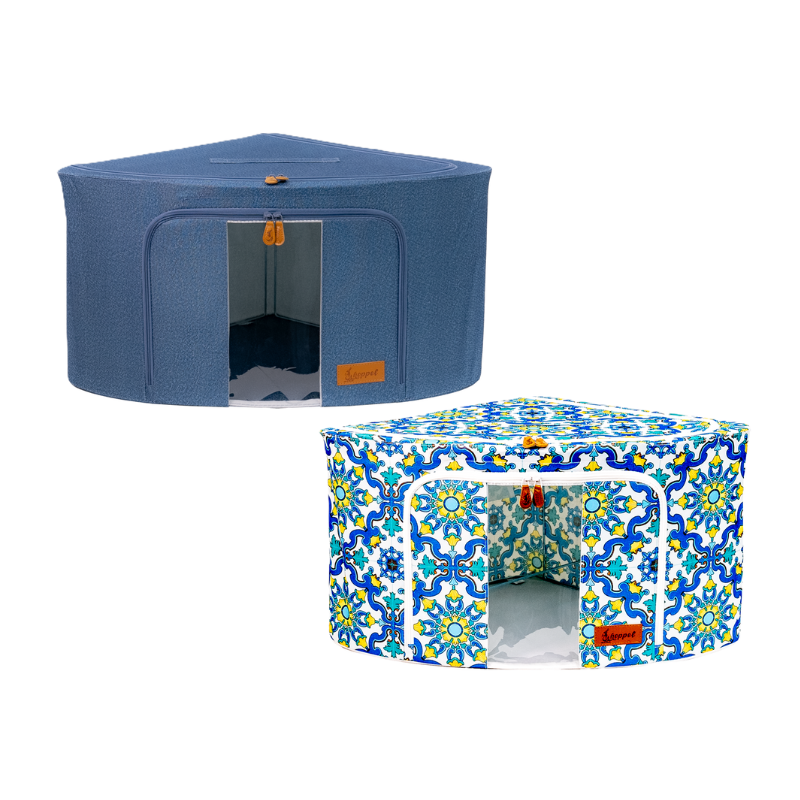 Hoppel Mix & Match Corner 2-Pack Collapsible Triple Entry Pop Up Storage Bin (60 liters / 14.4 gallons)