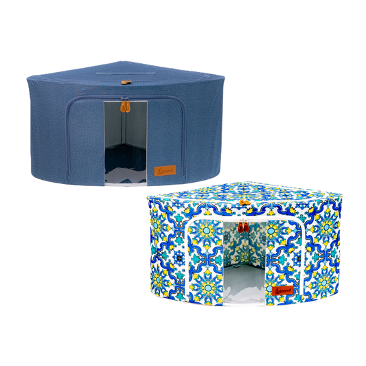 Hoppel Mix & Match Corner 2-Pack Collapsible Triple Entry Pop Up Storage Bin (60 liters / 14.4 gallons)