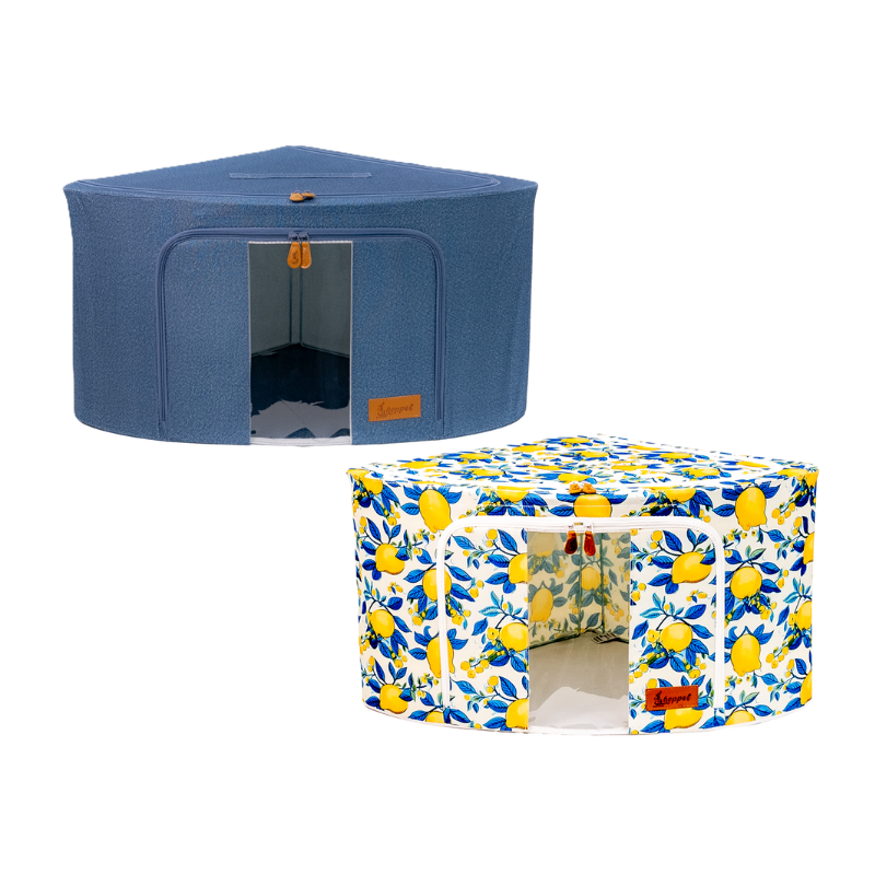 Hoppel Mix & Match Corner 2-Pack Collapsible Triple Entry Pop Up Storage Bin (60 liters / 14.4 gallons)