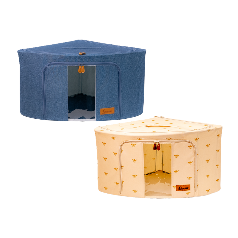 Hoppel Mix & Match Corner 2-Pack Collapsible Triple Entry Pop Up Storage Bin (60 liters / 14.4 gallons)