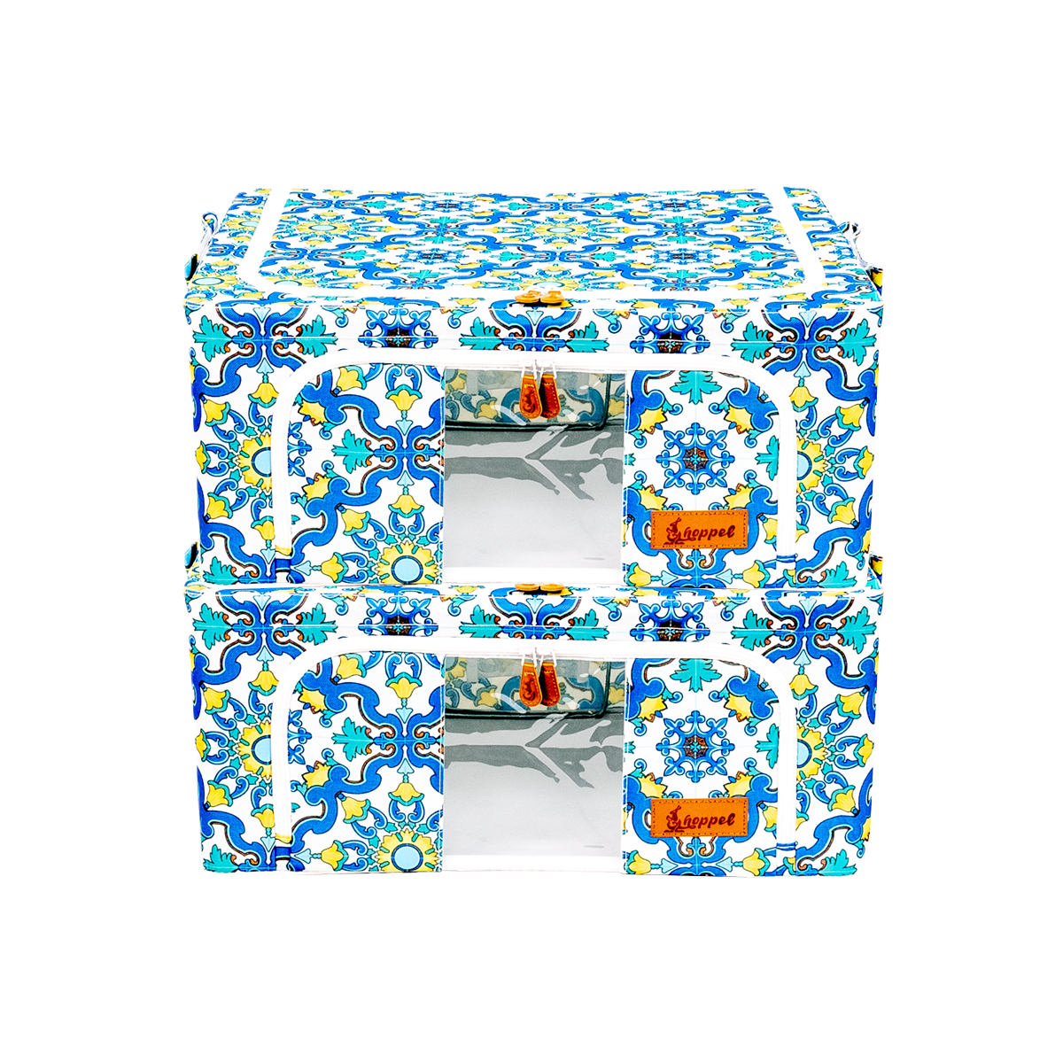 Hoppel Italian Mosaic Tile 2-Pack Collapsible Triple Entry Pop Up Storage Bins - Choose From 5 Sizes!