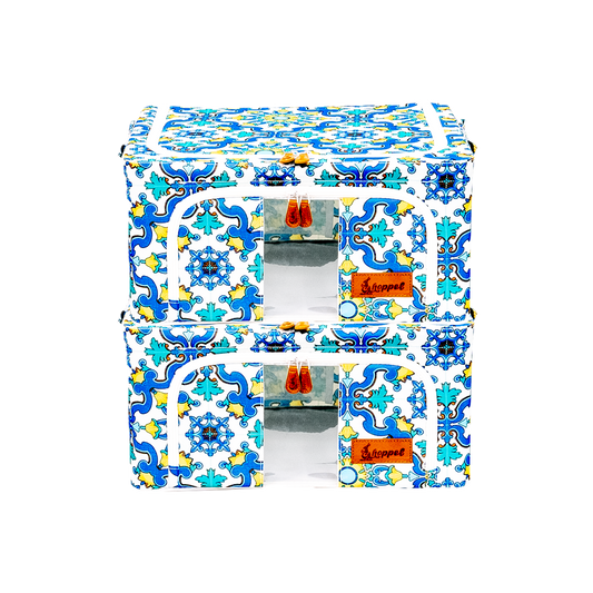 Hoppel Italian Mosaic Tile 2-Pack Collapsible Triple Entry Pop Up Storage Bins - Choose From 5 Sizes!