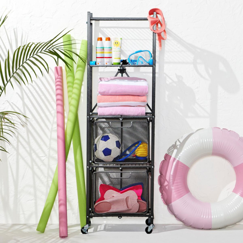 Origami 5-Shelf Slim Pantry Rack w/Drawers Organizer - No Assembly Required