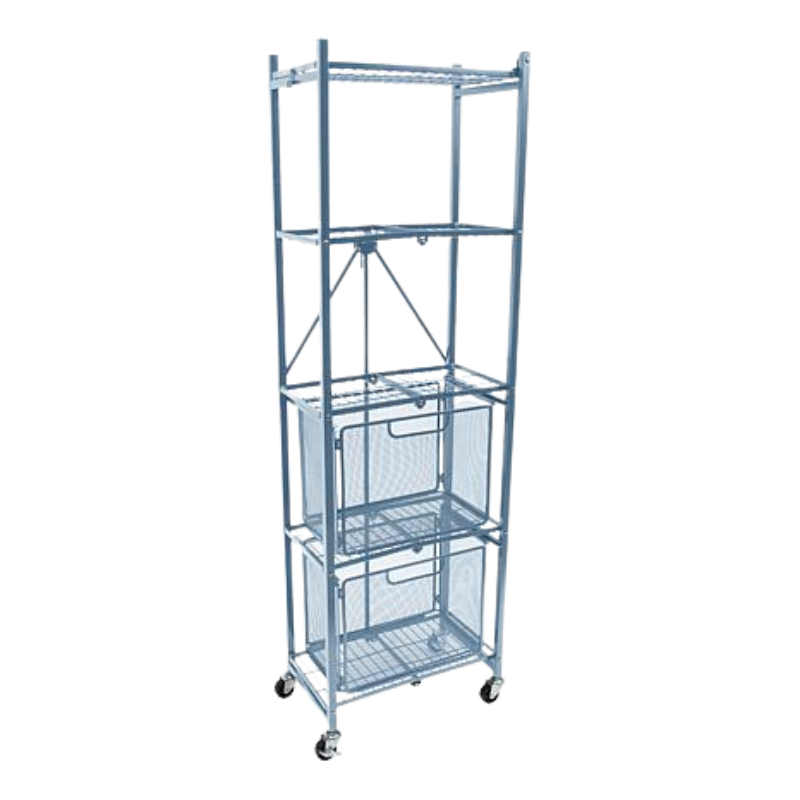 Origami 5-Shelf Slim Pantry Rack w/Drawers Organizer - No Assembly Required