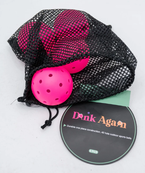 Dink Again Set of 6 Premium Pickleball Balls with Bag 26 Holes Outdoor/Indoor - Aerodynamic Precision for Pickleball Tournament Play (Orange & Pink)